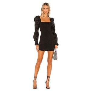 Majorelle Dove Mini Dress Revolve Small Black Long Puff Sleeve Bodycon Party